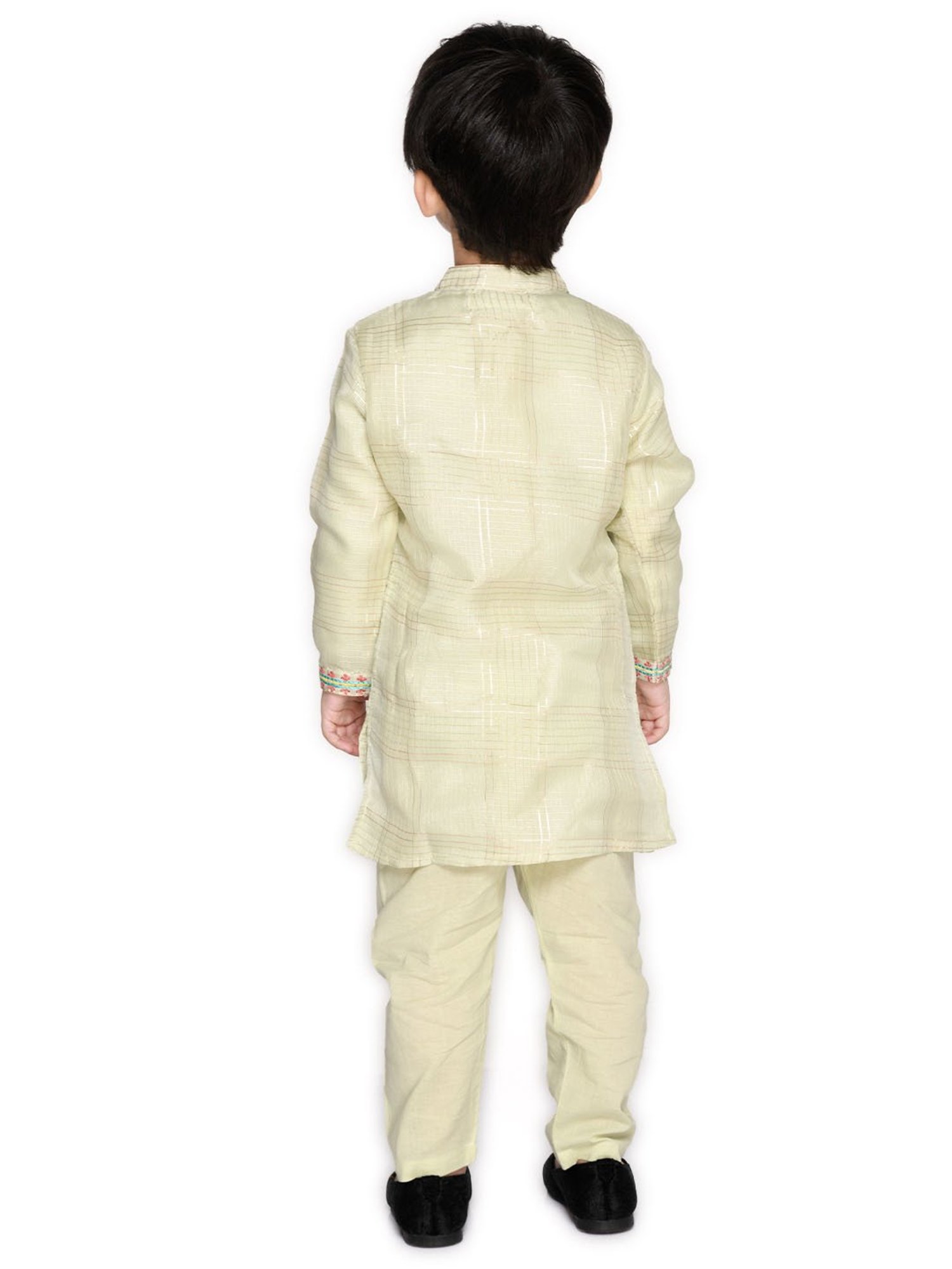 Saka Designs Kids Light Green Checks Full Sleeves Kurta with Pyjamas