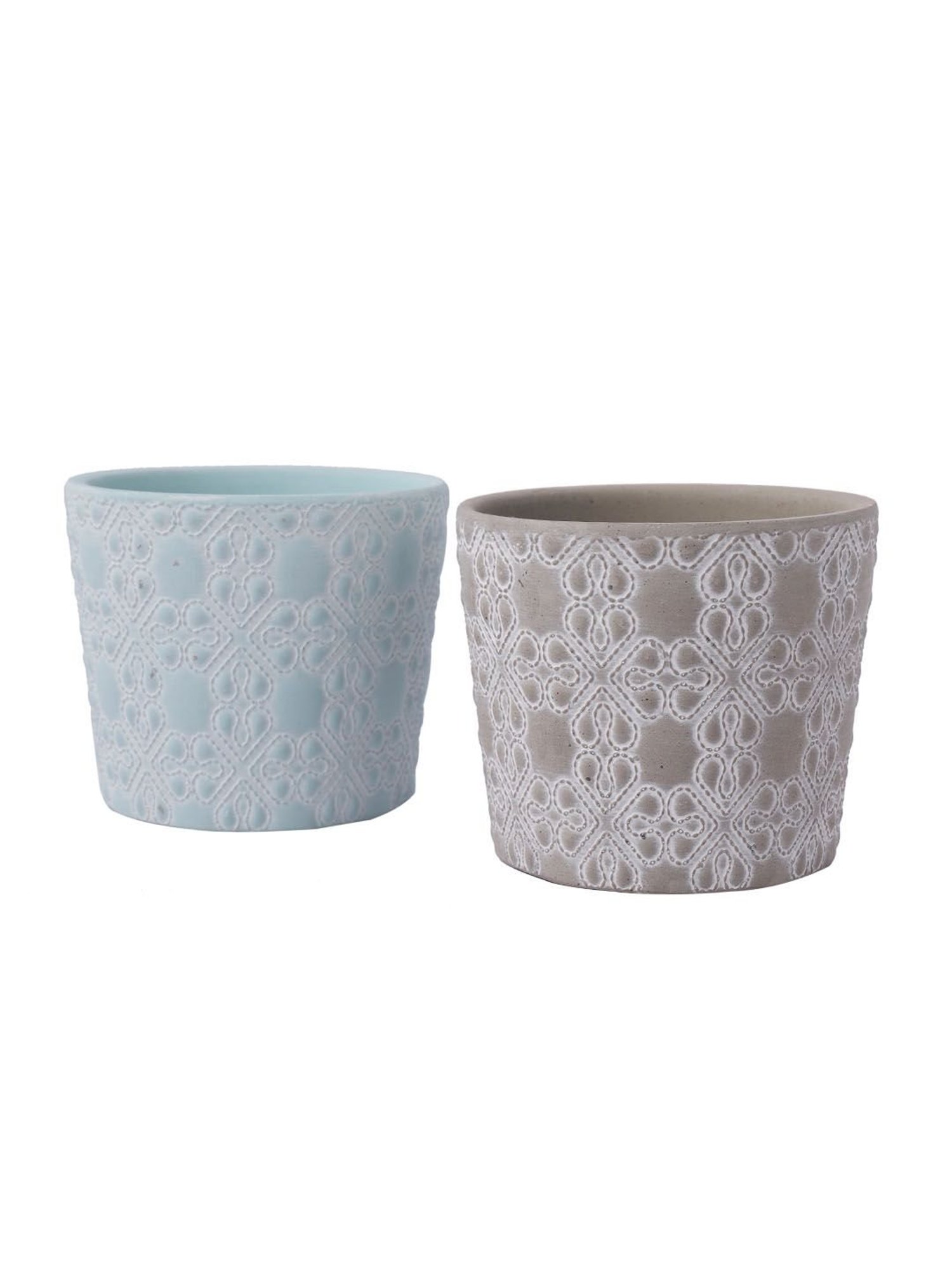 TAYHAA Blue & Grey Ceramic Planter - Set of 2