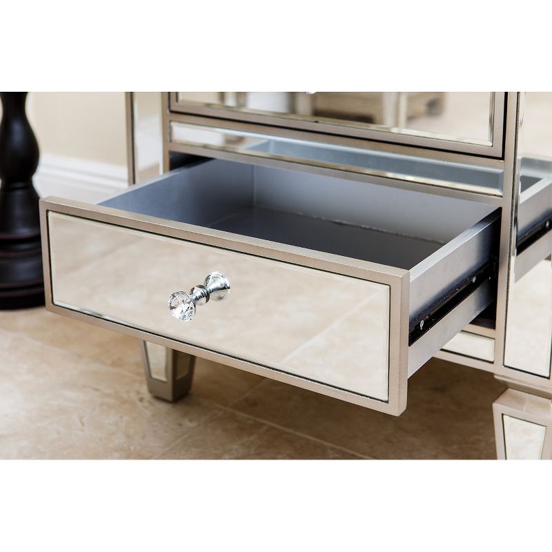 Ofelia Mirrored 2-Drawer Nightstand Silver - Abbyson Living