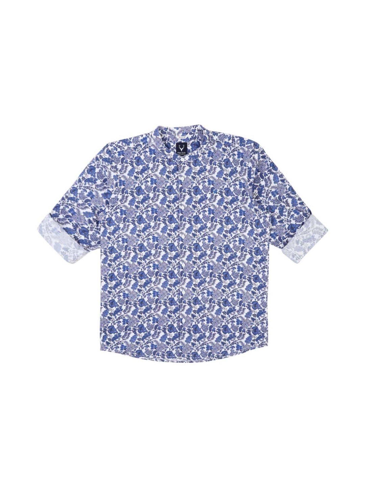 Allen Solly Junior Blue Cotton Floral Print Full Sleeves Shirt