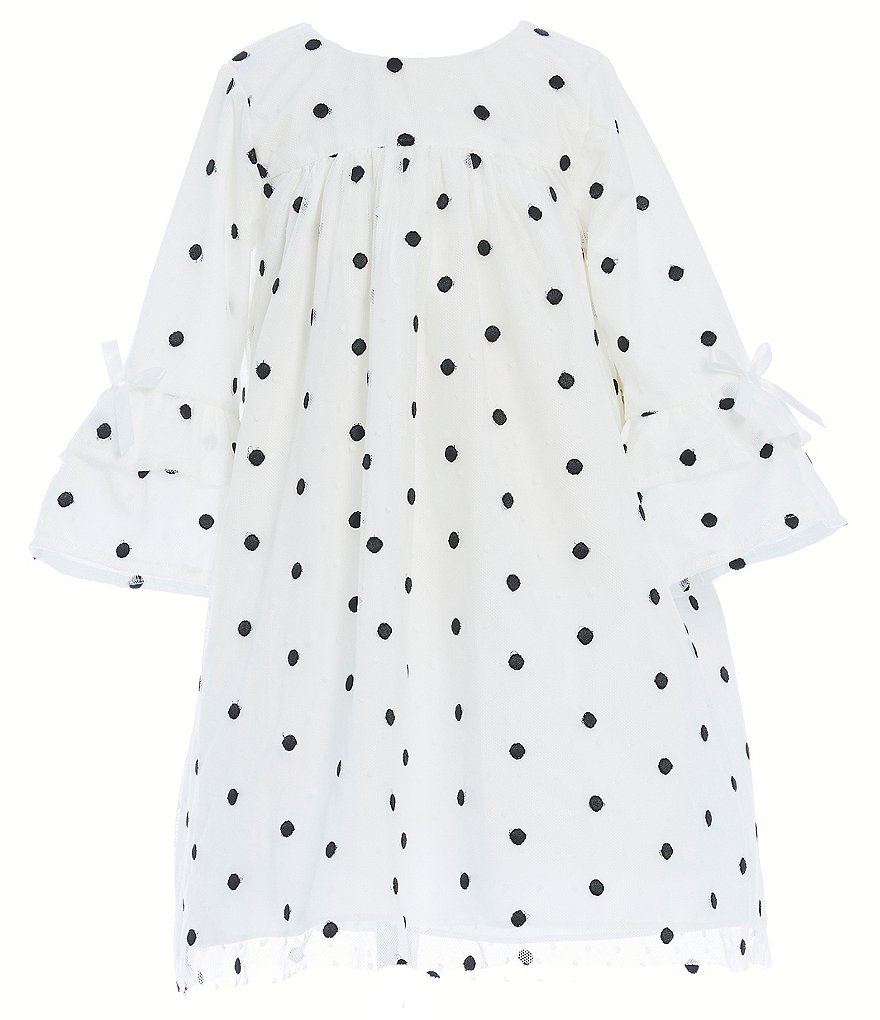 Laura Ashley Little Girls 2T-6X Ruffle-Sleeve Polka-Dot Point D' Esprit Empire-Waist Dress