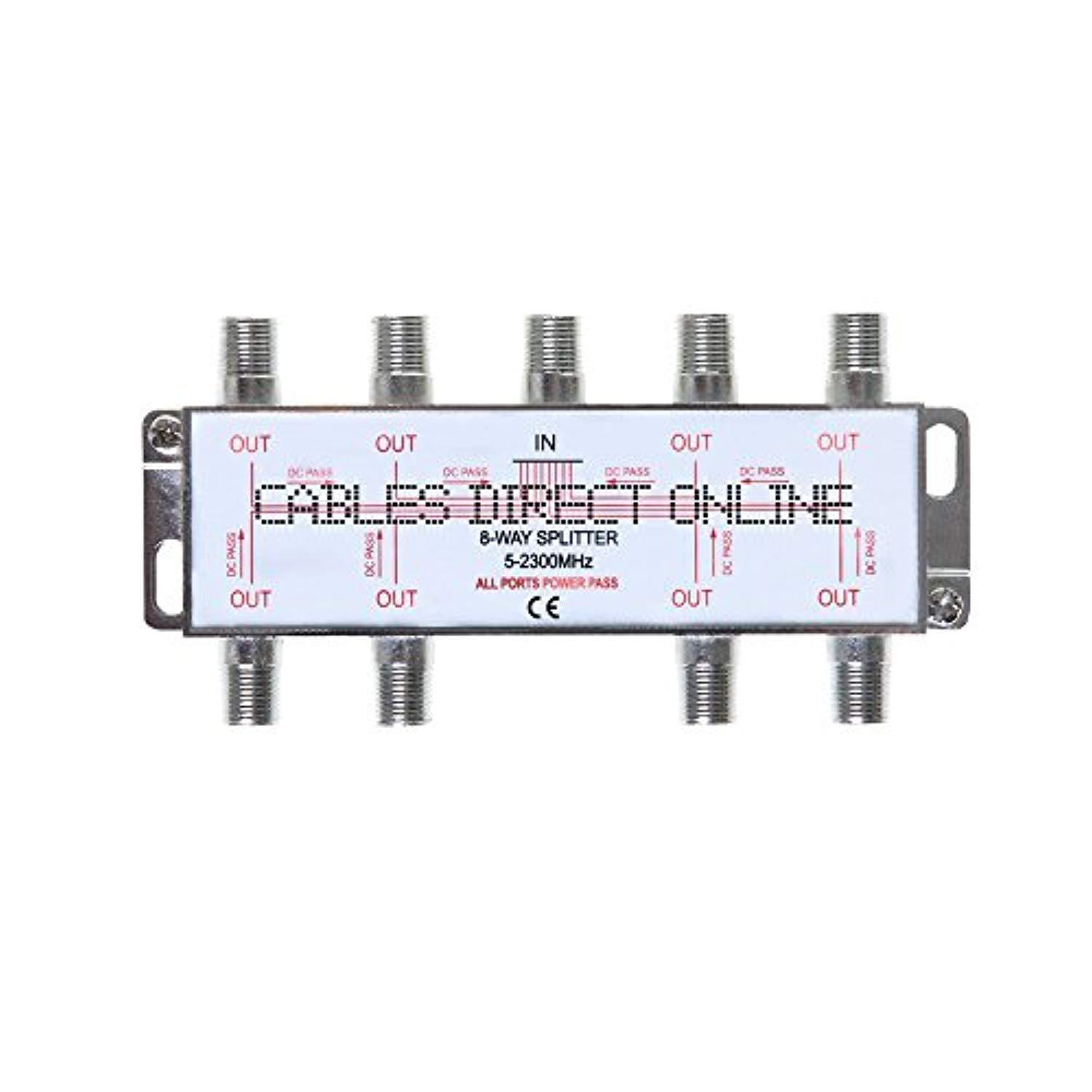 8 way 5-2300 mhz coaxial antenna splitter for rg6 rg59 coax cable satellite hdtv (8 ports)