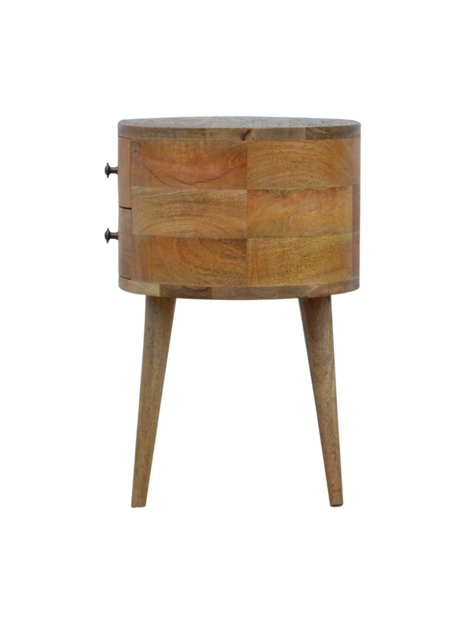 Artisan Furniture Solid Brown Mango Wood Rounded Side Table