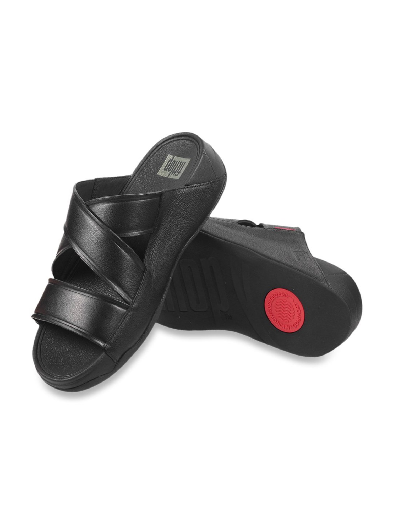 FitFlop Men's Black Cross Strap Sandals