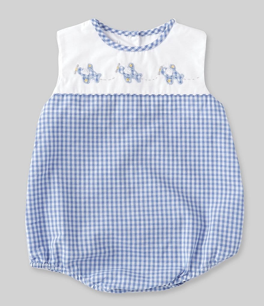 Petit Ami Baby Boys 3-9 Months Solid/Checked Airplane Bodysuit