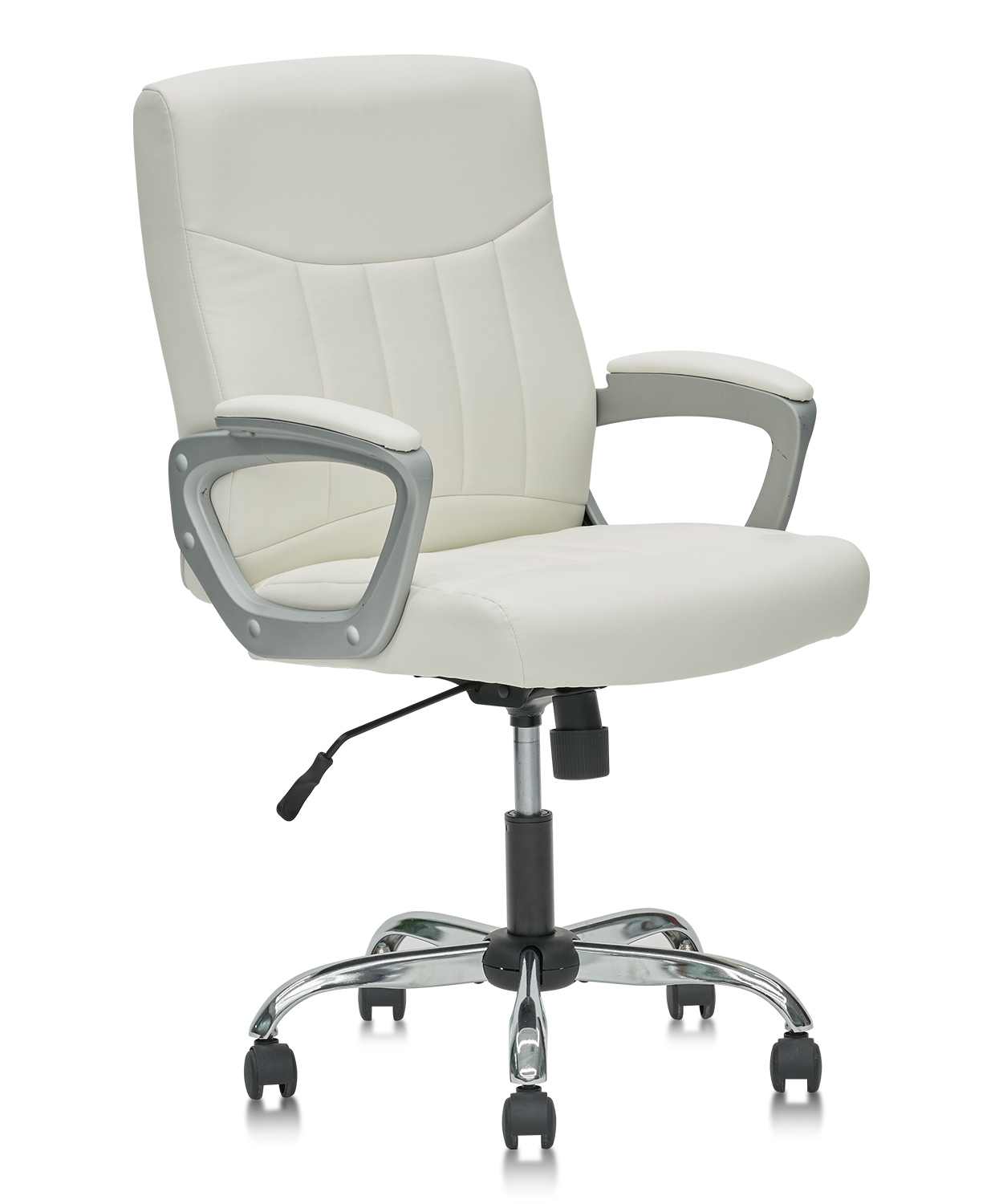 CLATINA Mid Back Leather Office Executive Chair with Lumbar Support and Padded Armrestes Swivel Adjustable Ergonomic Design for Home Computer Desk White 1 Pack
