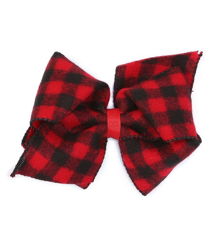 Copper Key Girls Buffalo Check and Grosgrain Overlay Mini-King Bow