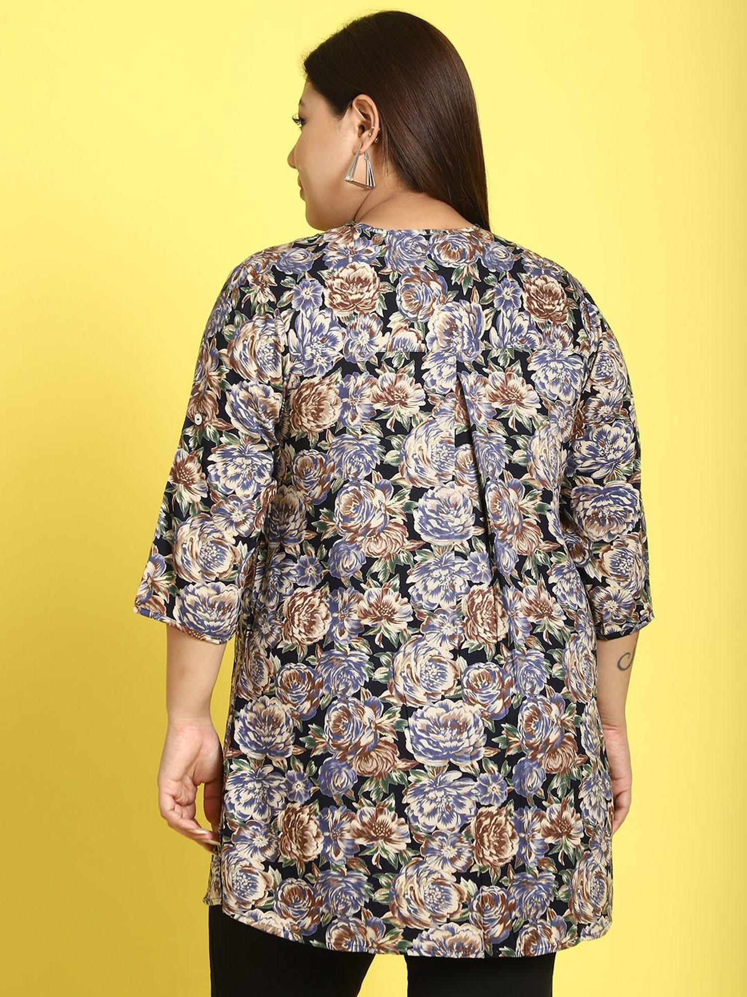 theRebelinme Navy Floral Print Shirt