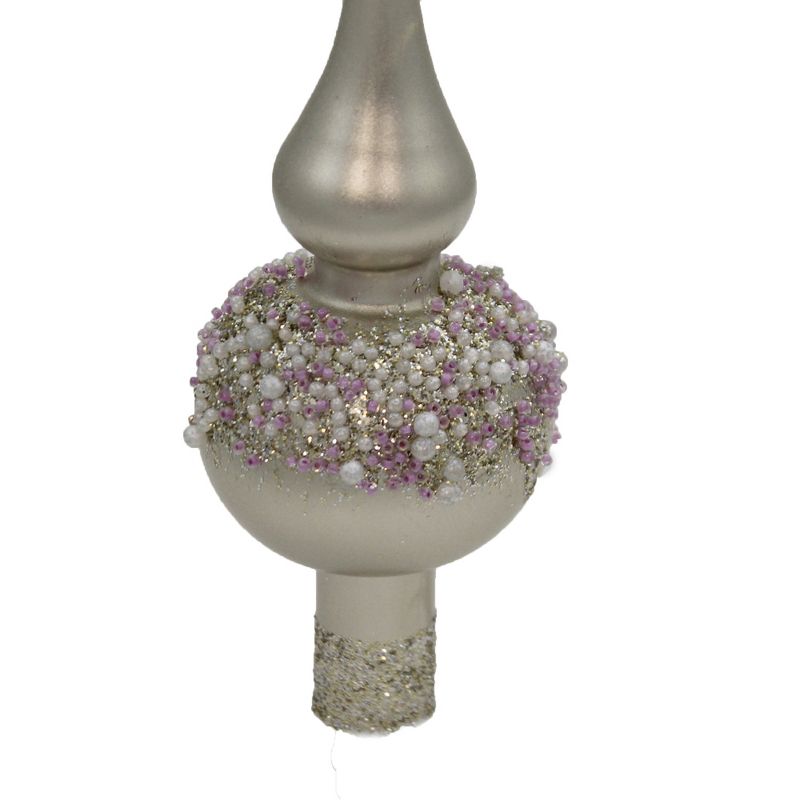 Christina's World 10.25" Petite Pewter & Pearls Finial Tree Topper Spring Wedding  -  Tree Toppers