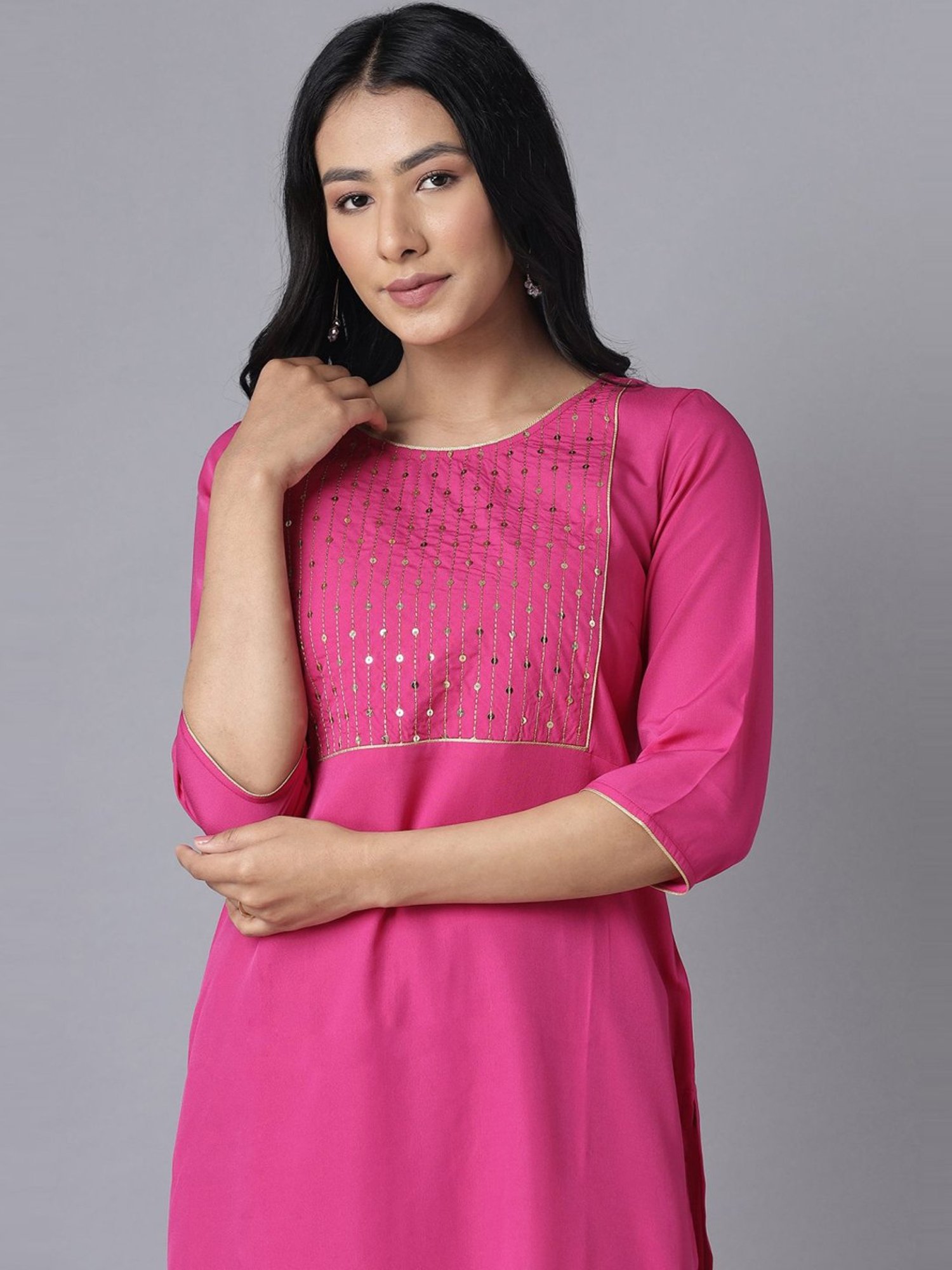 Aurelia Pink & Sea Green Embellished Kurta Palazzo Set