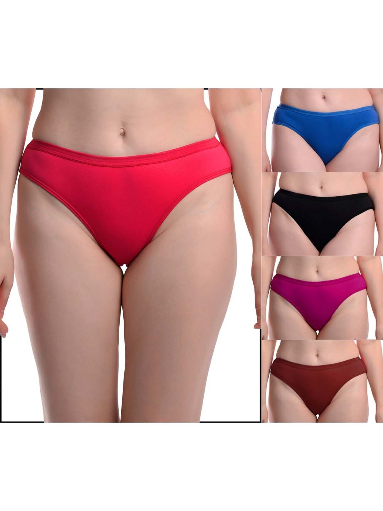 AROUSY Blue & Black Cotton Bikini Panties - Pack Of 5