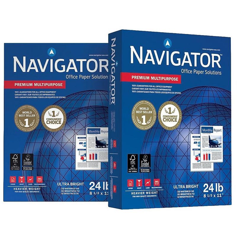 Navigator Premium Multipurpose Paper 99 Brightness 24lb 8-1/2 x 11 White 5000/Carton NMP1124