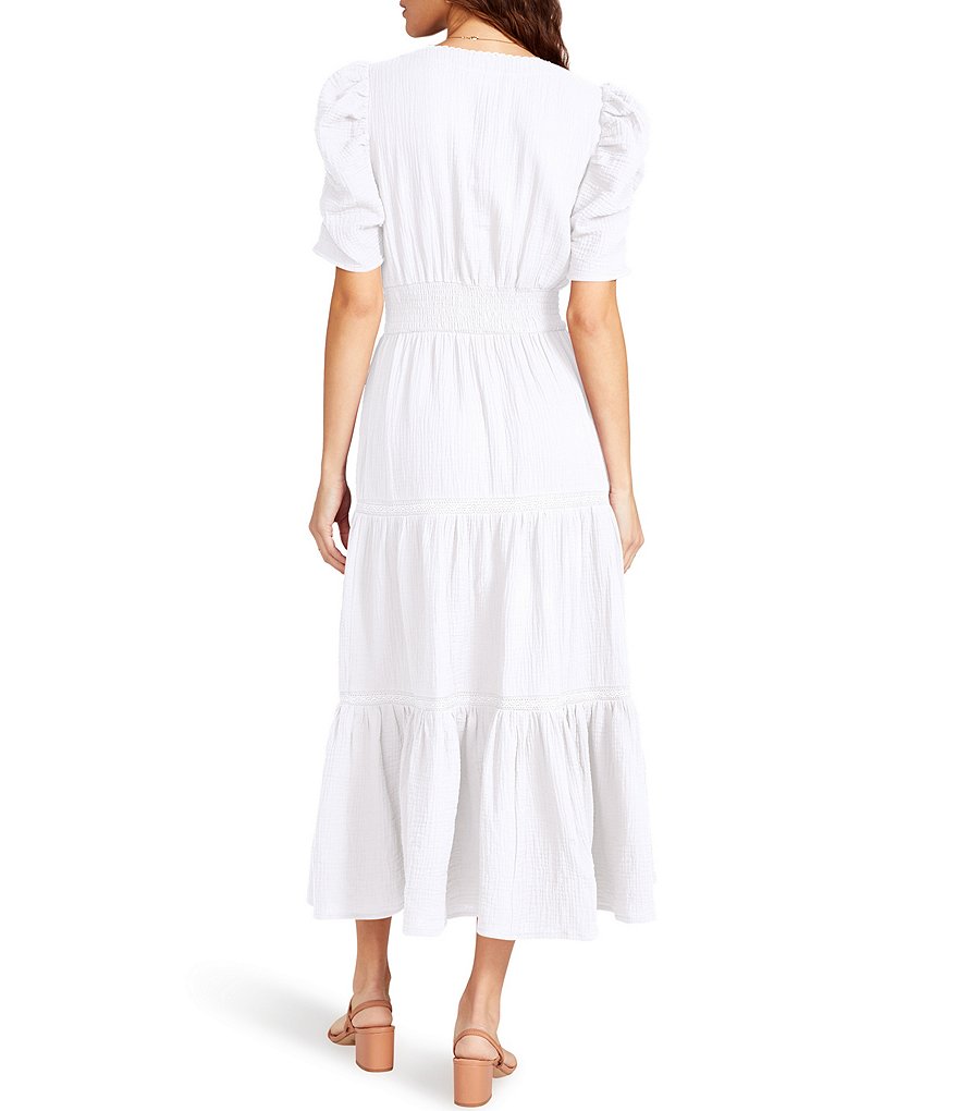 BB Dakota by Steve Madden Say A Prarie V-Neck Puff Sleeve Midi Dress