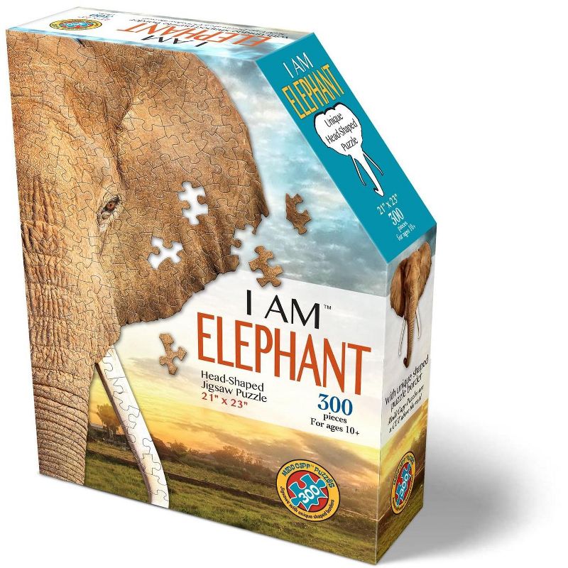 Madd Capp Games I AM Elephant 300 Piece Animal Head-Shaped Jigsaw Puzzle