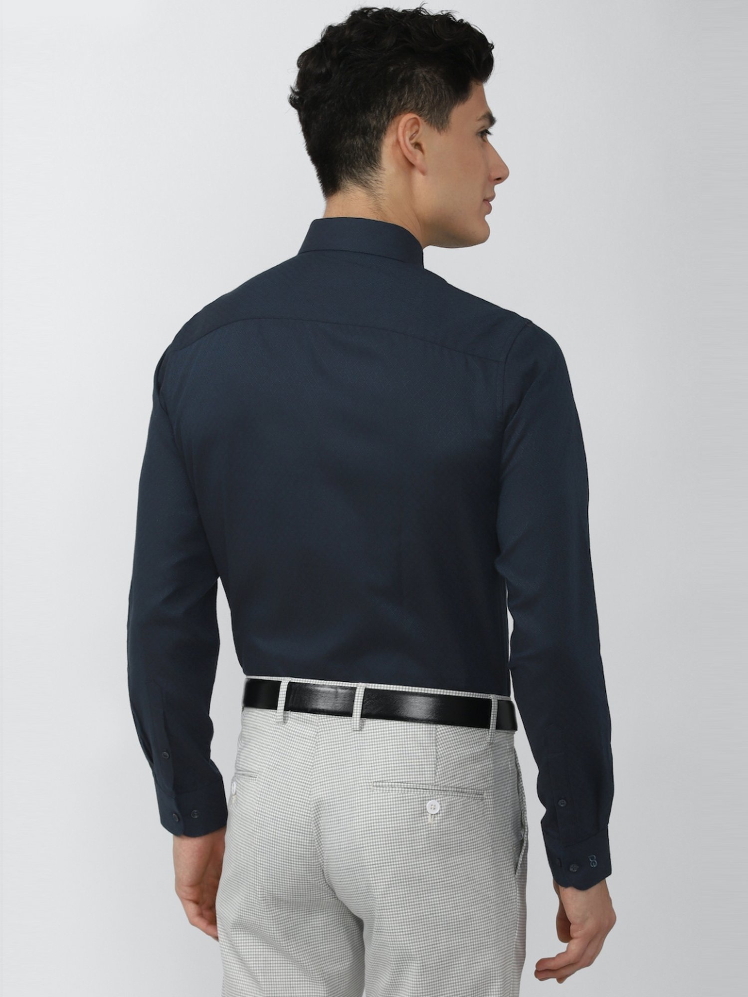 Sojanya Blue Cotton Regular Fit Self Pattern Shirt