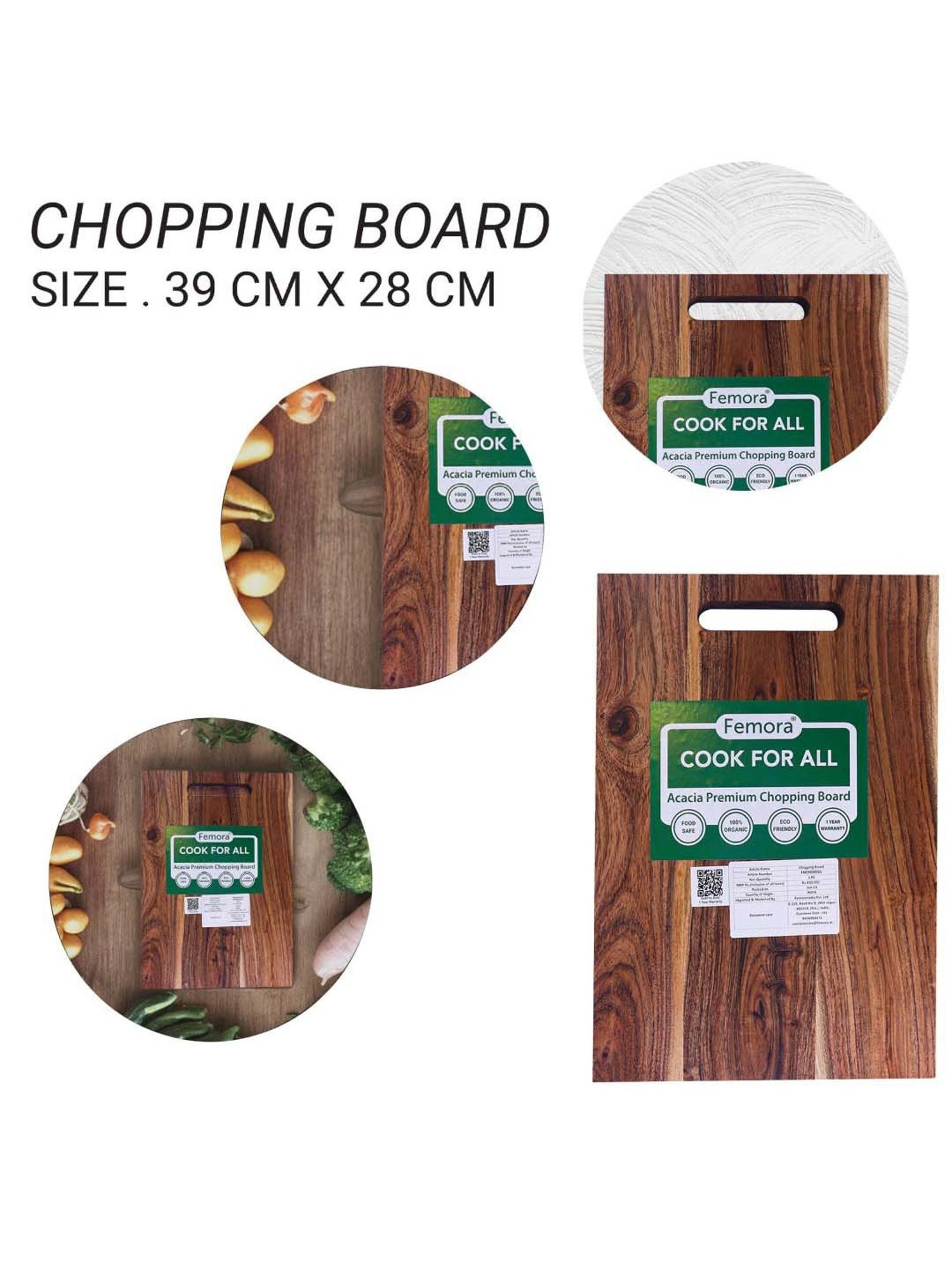 Crayton Beige & Brown Bamboo Chopping Board - Set of 1