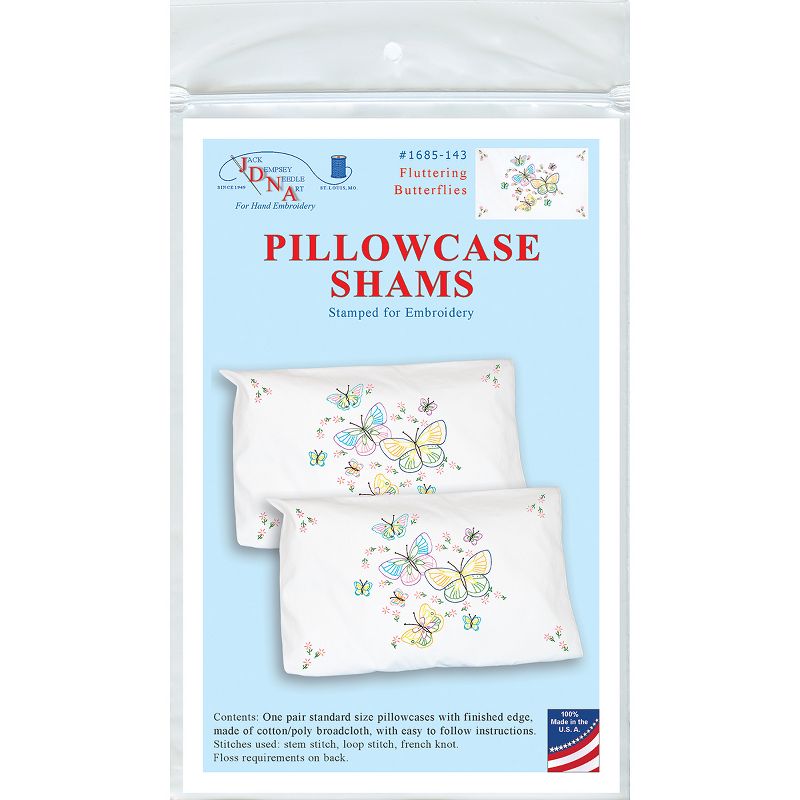 Jack Dempsey Stamped Pillowcase Shams 2/Pkg-Fluttering Butterflies