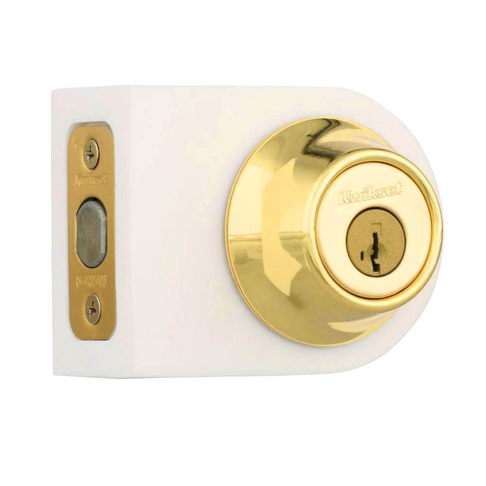 Kwikset Polished Brass Single Cylinder Deadbolt with SmartKey Security