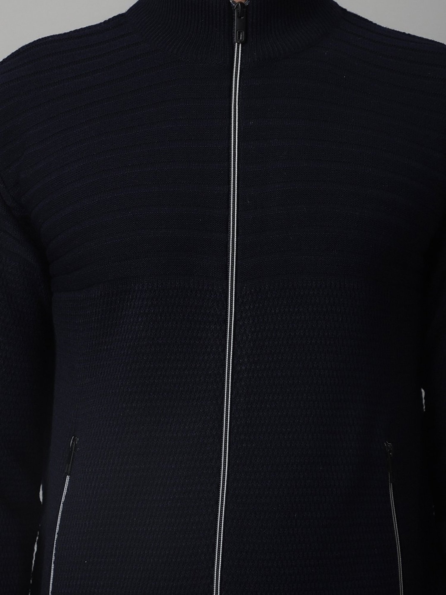 Cantabil Navy Regular Fit High Neck Sweater