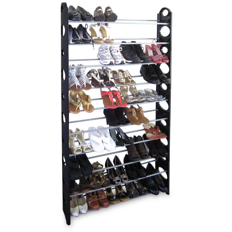 Home Basics 50 Pair Metal Shoe Rack, Black