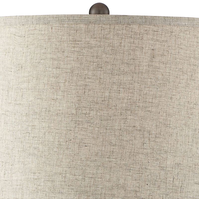 Regency Hill Cottage Table Lamp with Nightlight LED Fillable Clear Glass Drum Shade for Living Room Family Bedroom Nightstand