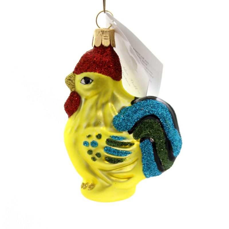 Golden Bell Collection 3.25" Yellow Rooster Ornament Neon Chicken  -  Tree Ornaments