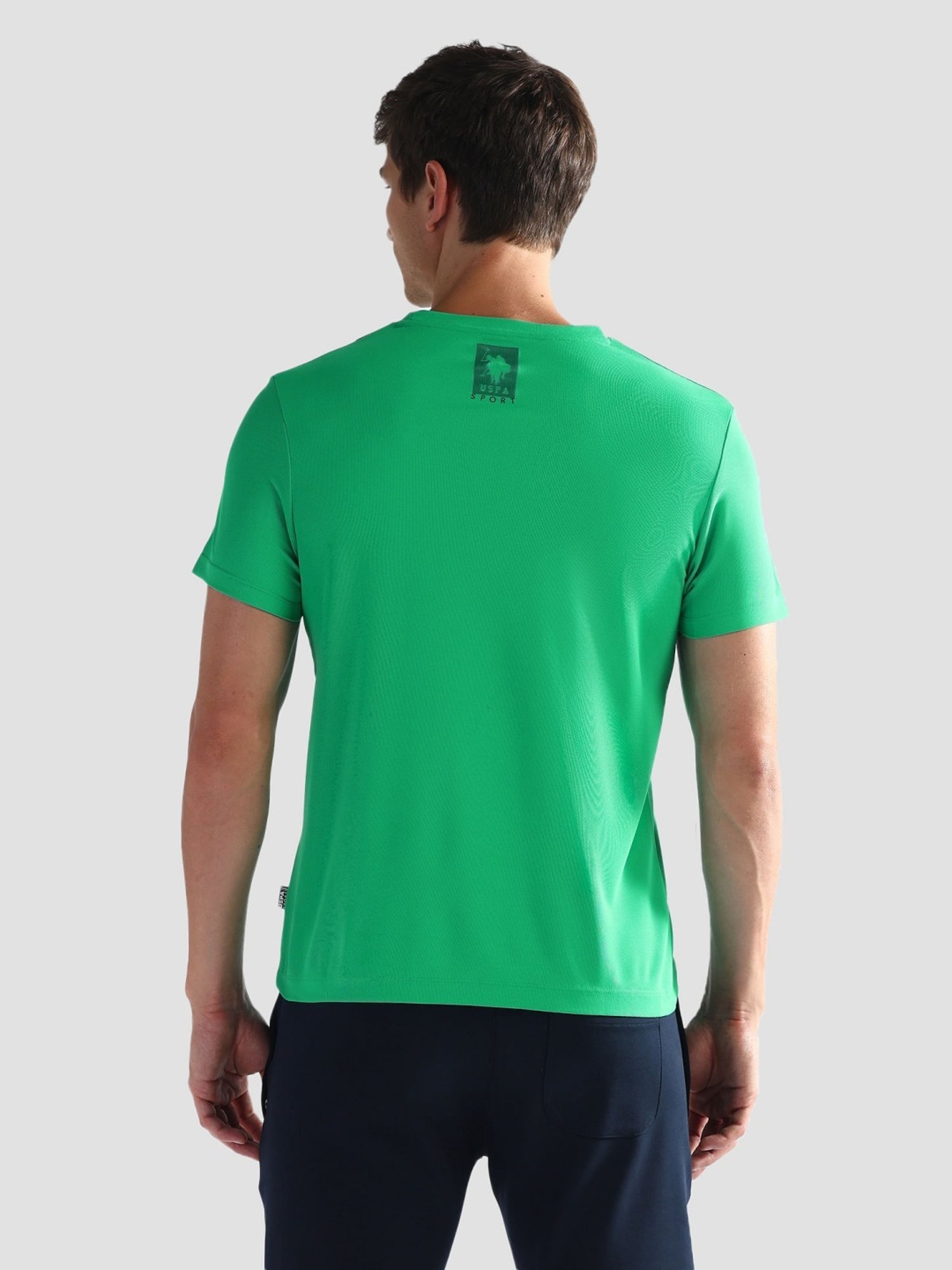 USPA Active Green Slim Fit Logo Printed Sports T-Shirt
