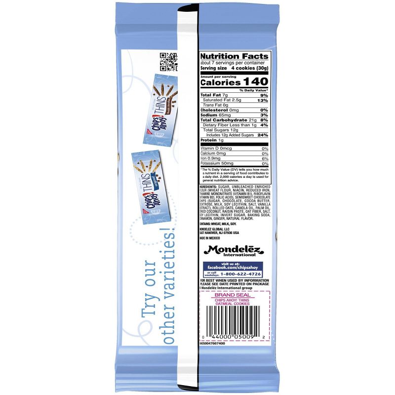 Nabisco Chips Ahoy! Thins Oatmeal - 7oz