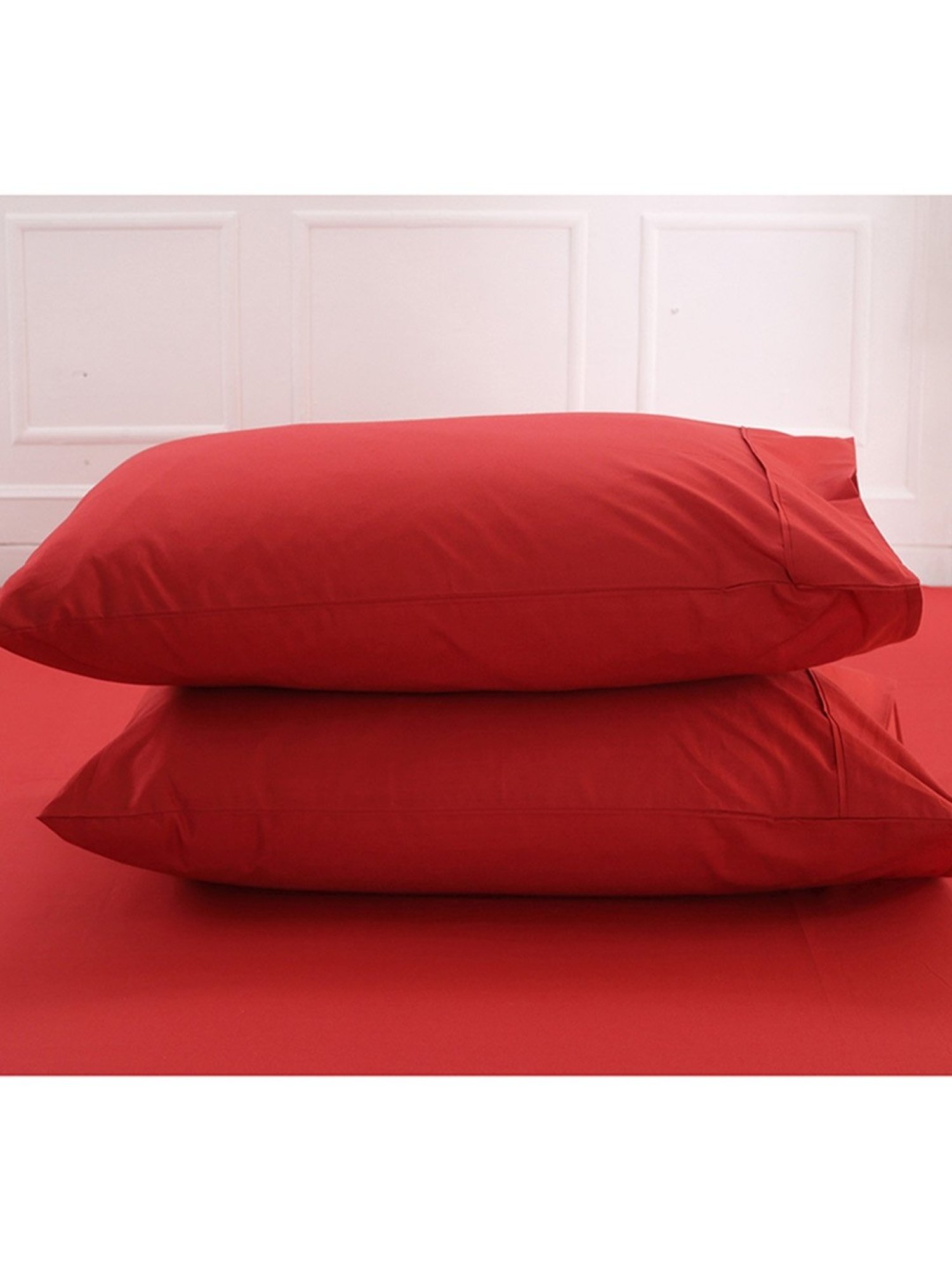 Maspar Red Cotton 200 TC Bed Sheet Set