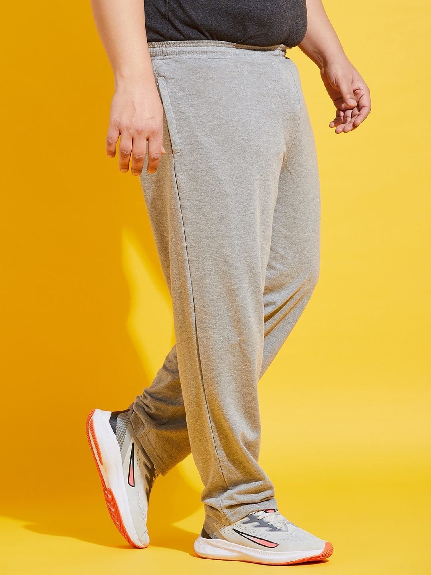 Bigbanana Plus Size Grey Cotton Regular Fit Trackpants