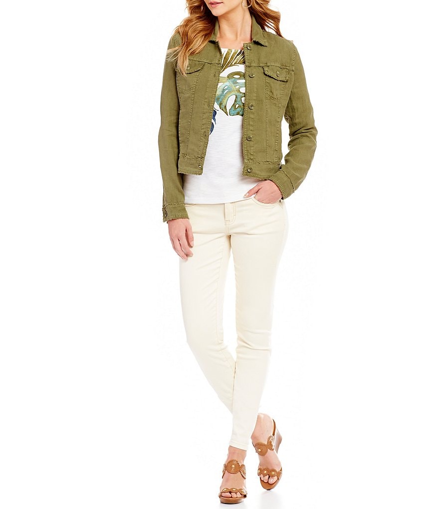 Tommy Bahama Two Palm Raw Edge Point Collar Button Front Jacket