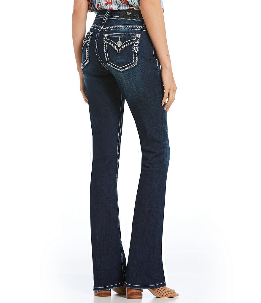 Miss Me Heavy Stitch Flap Pocket Bootcut Jeans