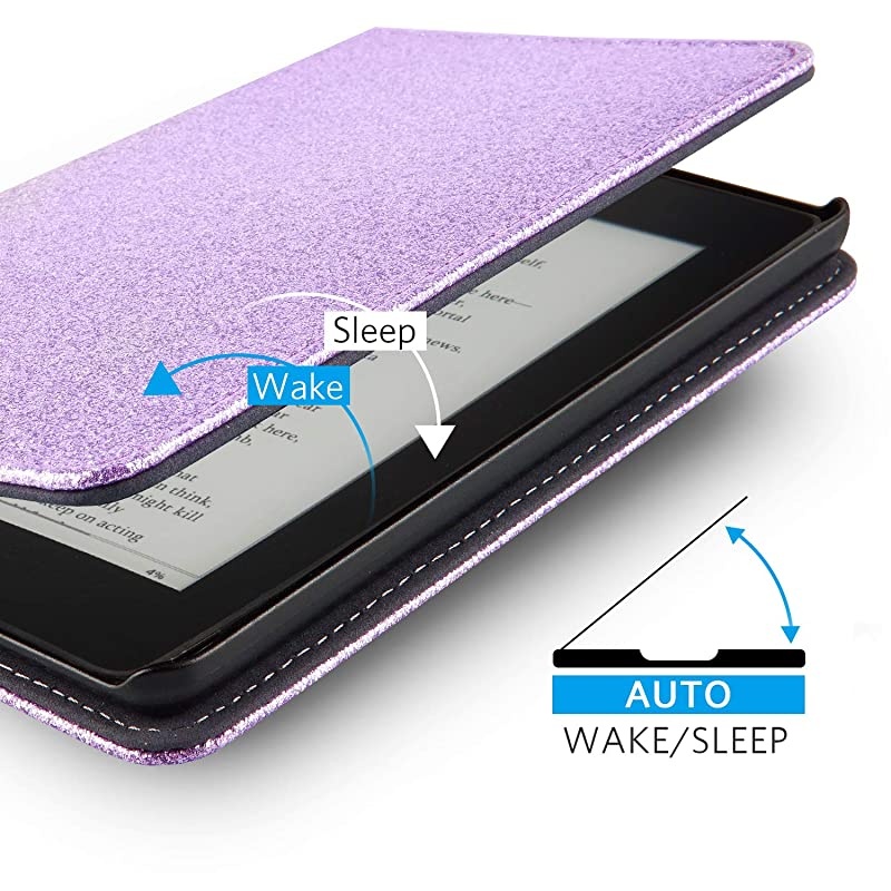 Kindle Paperwhite Case with Stand Durable PU Leather Smart Cover with Auto Sleep Wake Hand Strap Feature ONLY Fits All New Kindle Paperwhite 10th Generation 2018 ReleasedPurple Glitter