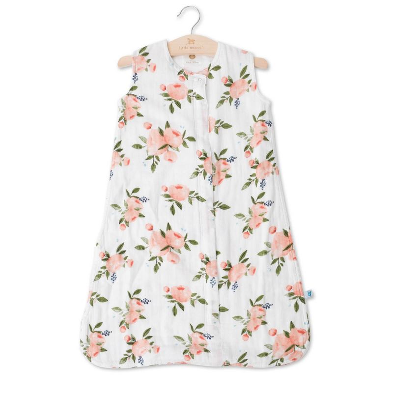 Little Unicorn 2-Way Zipper Muslin Sleep Bag Wearable Blanket - Watercolor Roses M