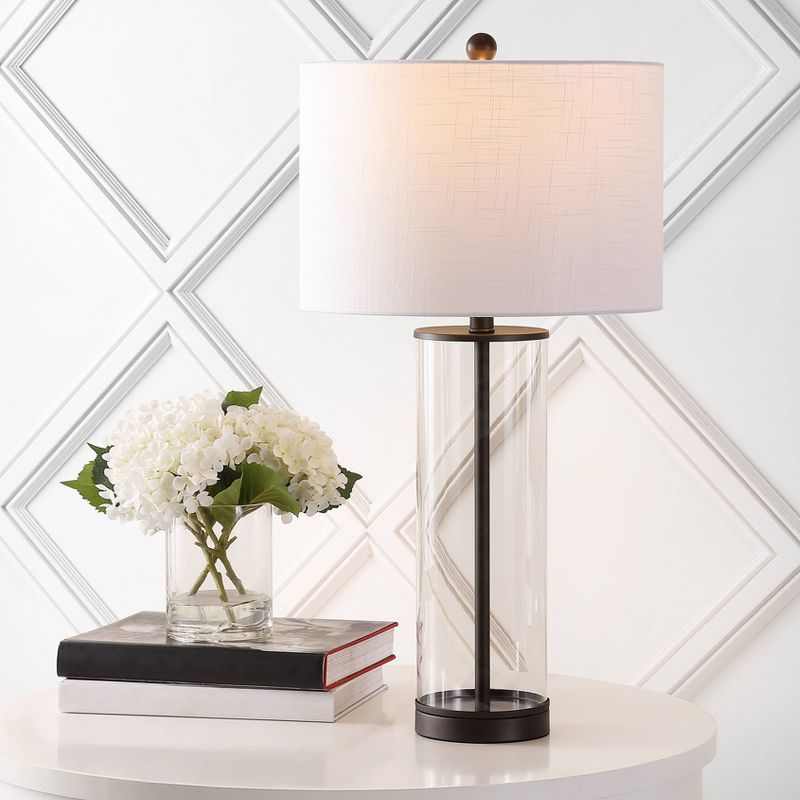 29.25" Glass Table Lamp Oil Rubbed Bronze (Includes LED Light Bulb) - Jonathan Y