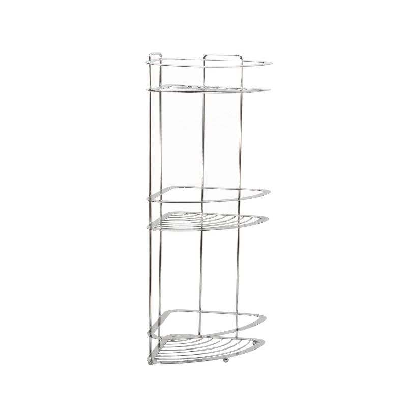 Curved Shower Caddy with Soap Tray Light Silver 24.15" - Elegant Home Fashions