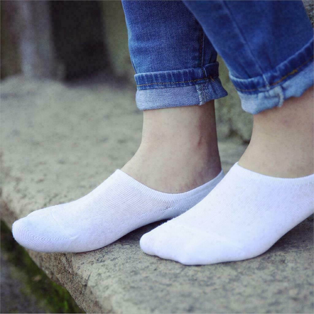 3-12 Pairs Men Invisible No Show Nonslip Loafer Low Cut Solid Cotton Socks 9-13