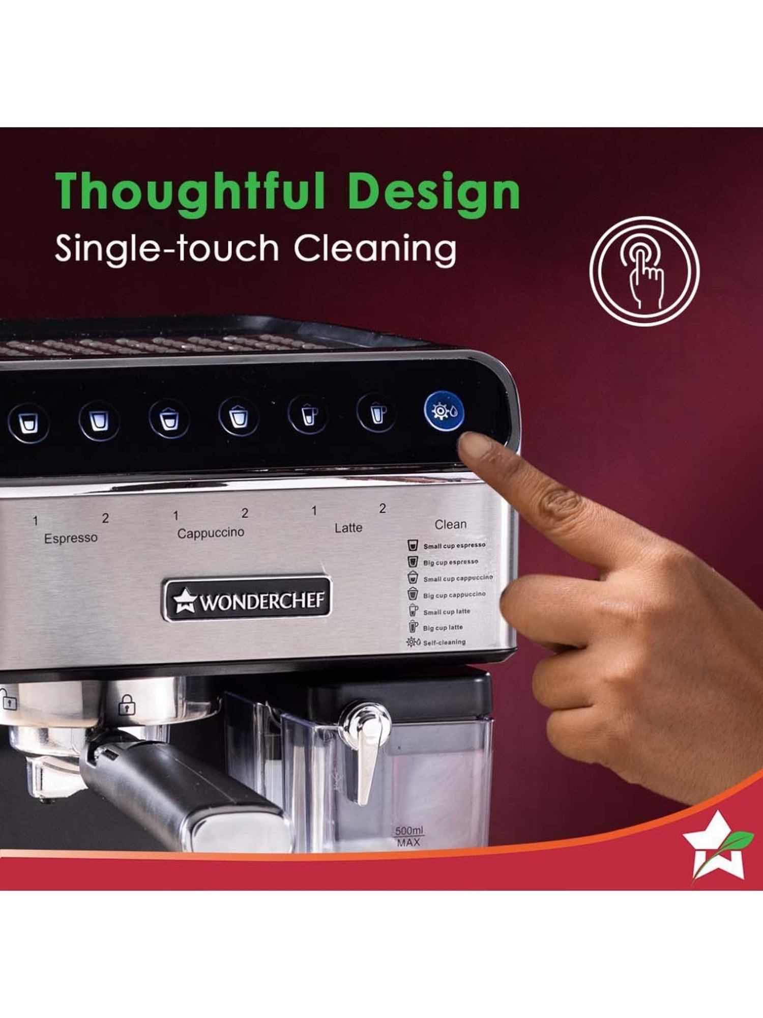 Wonderchef Regalia Capsule Coffee Machine with Frother (1400W, Black)