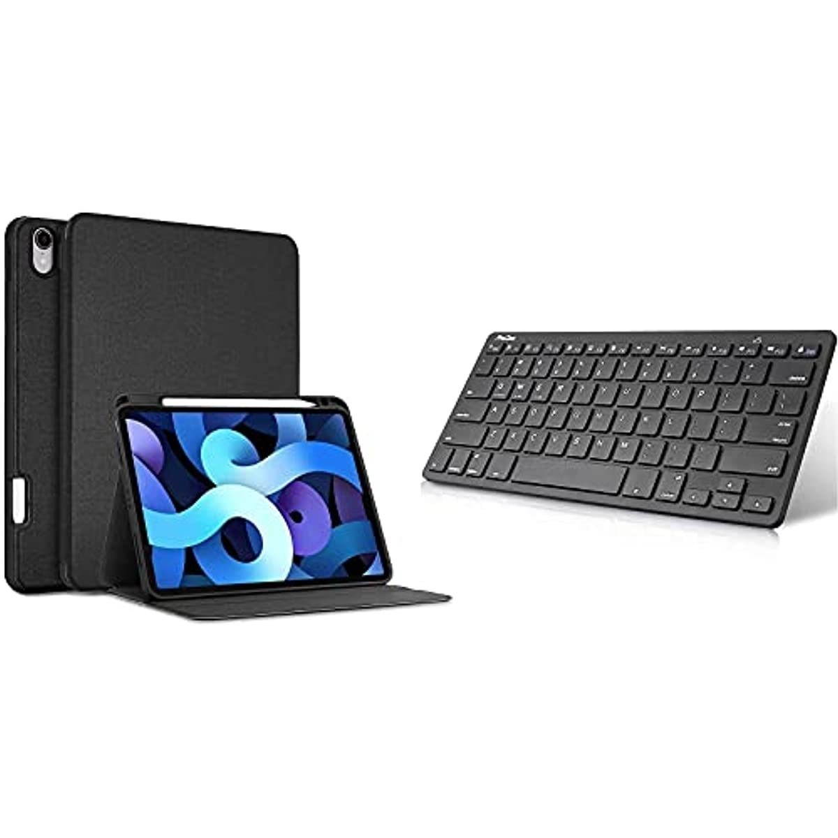 ProCase New iPad Air 4 Case (Latest Model), iPad 10.9 inch 2020 Case with Pencil Holder Bundle with Wireless Keyboard for iPad Android Windows Tablets Smartphone Smart TV (Battery Operate)