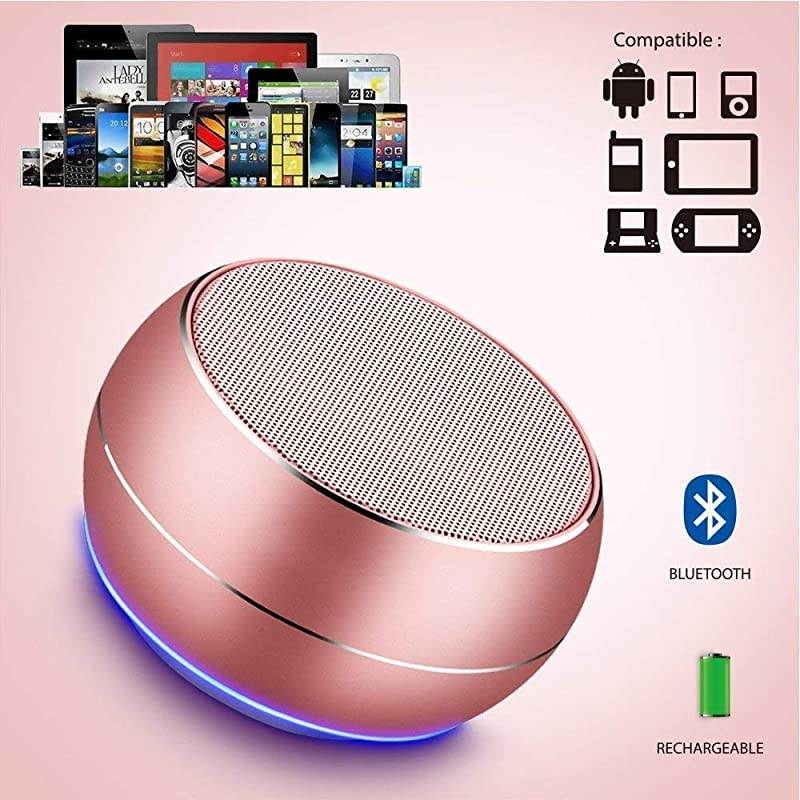 Portable Bluetooth Speakers with HD Audio and Enhanced Bass Builtin Speakerphone for iPhone iPad BlackBerry Samsung and More Rose Gold