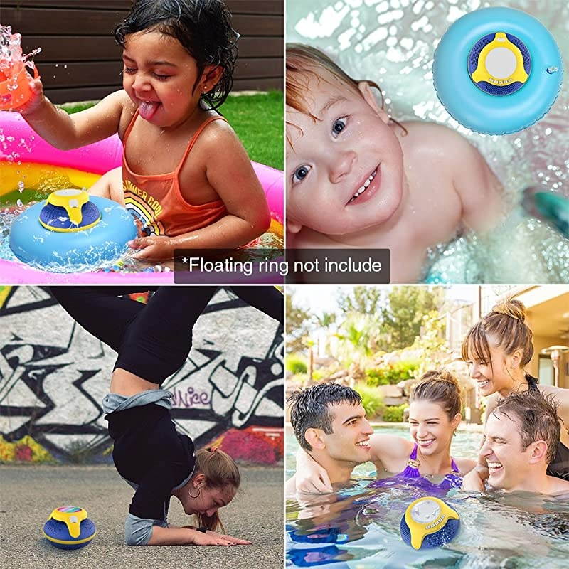Swimmer Waterproof Bluetooth Speaker 40 Portable Floating Wireless Speakers IPX7 with 10W Plus Deep Bass and Colorful LED Light