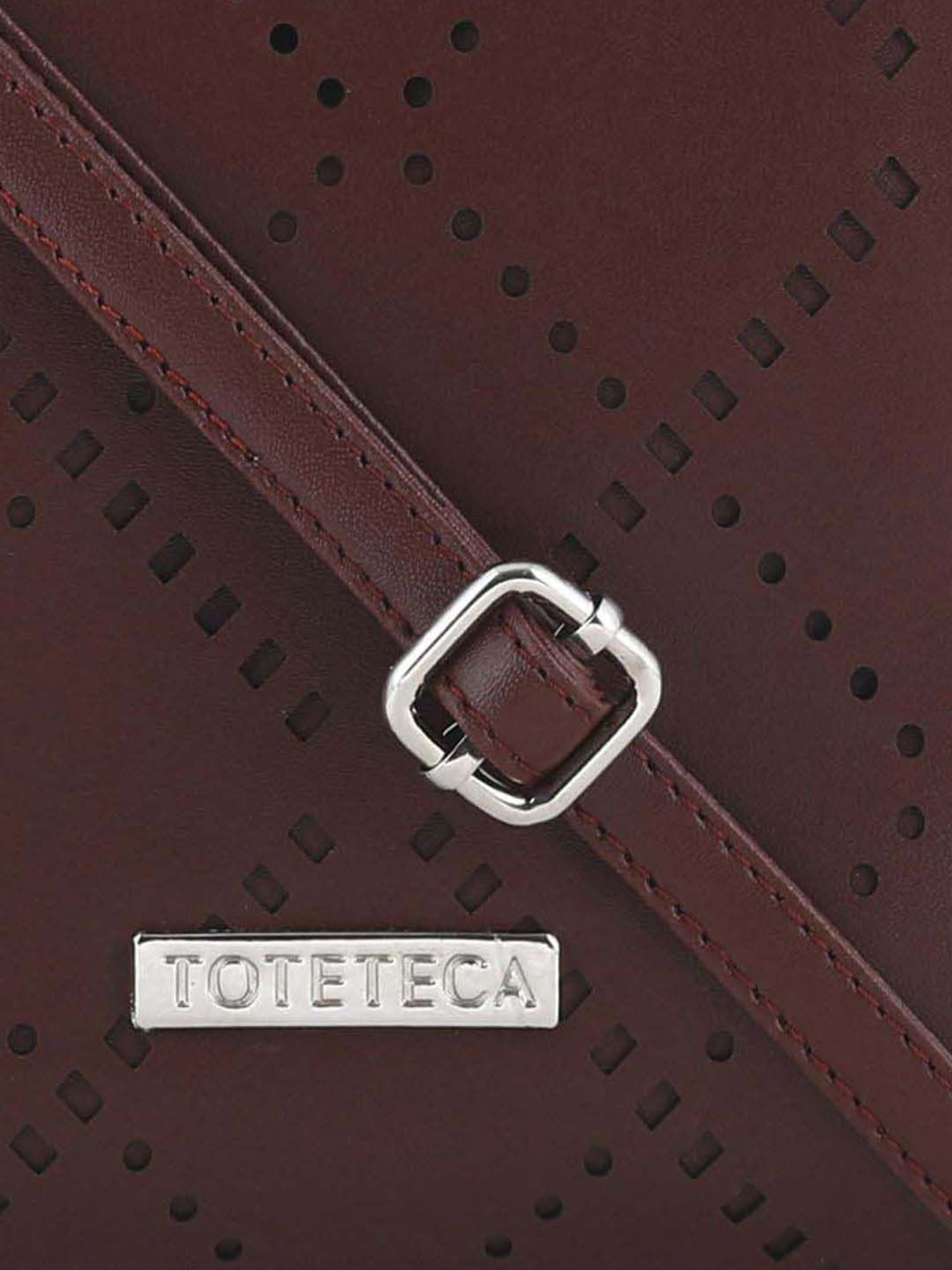 Toteteca Brown Cut Work Medium Sling Handbag