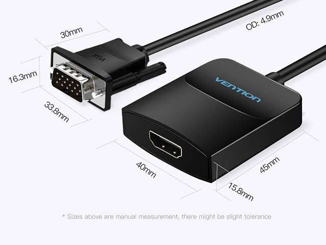 Vention VGA to HDMI Adapter ,1080P Analog to Digital Video Audio Converter Male to Female with Audio and Micro USB Charging Cable VGA Adapter for PC Laptop to HDTV Projector