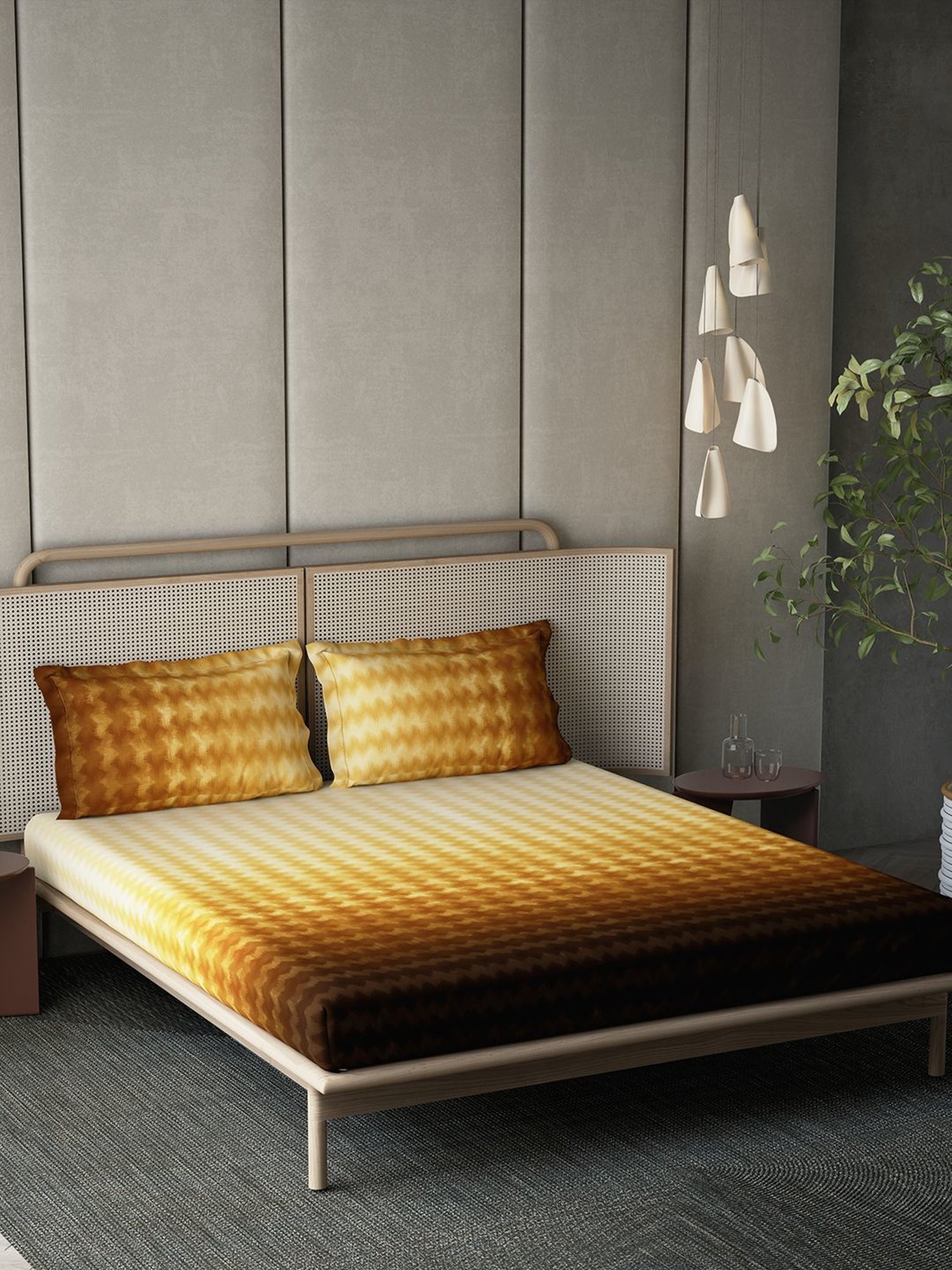 DDecor Abstract Brown 210 TC Cotton King Bed Sheet With 2 Pillow Covers