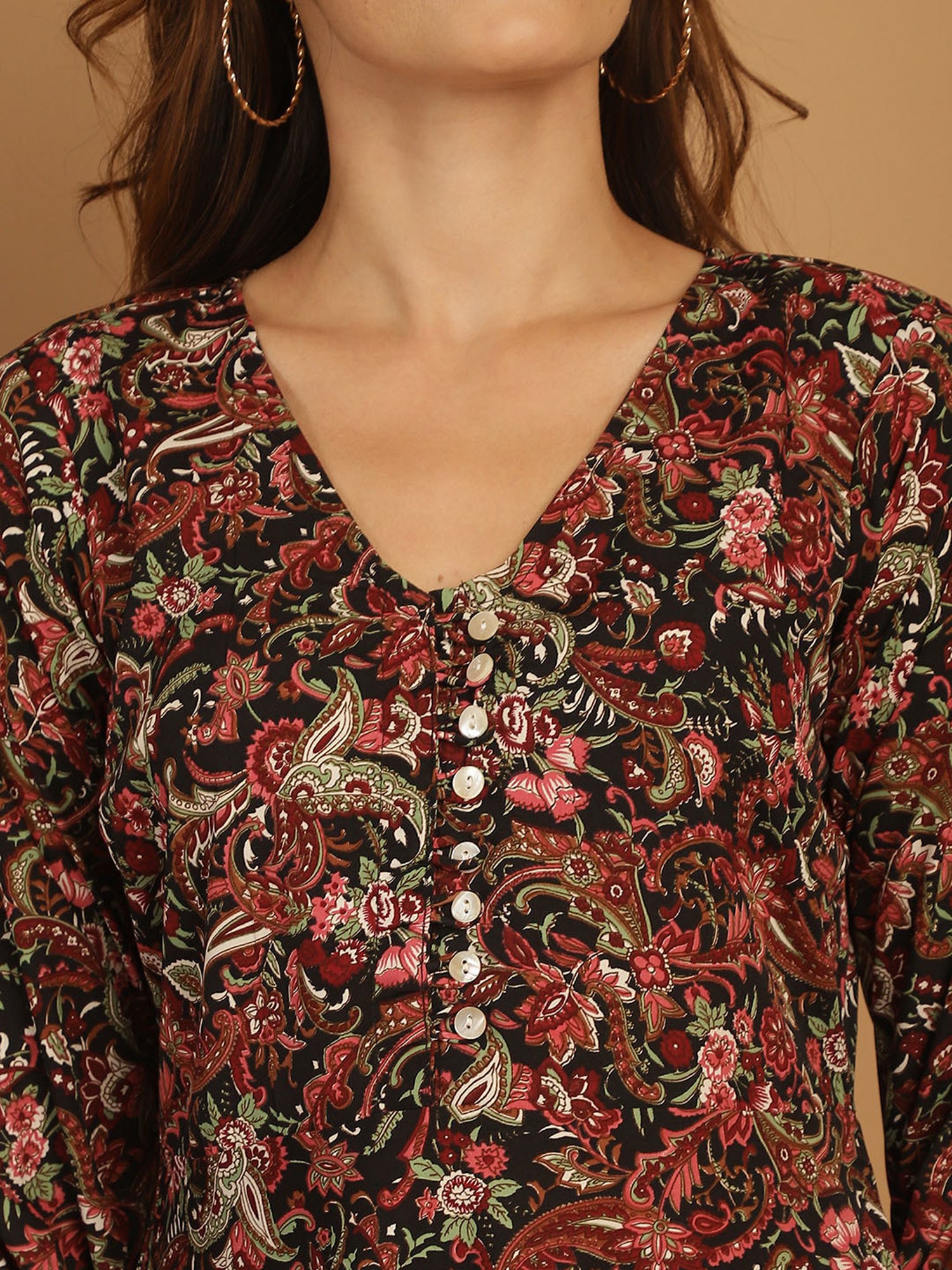 Indian Needle Black Printed Ethnic Dress