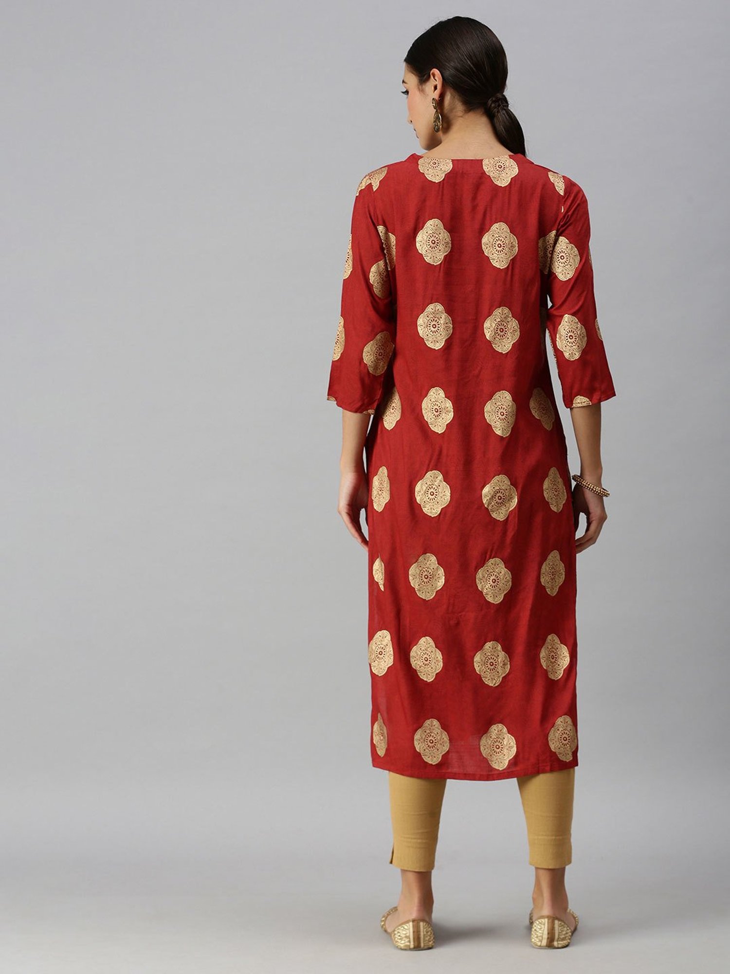 Fusion Beats Light Grey Embroidered A Line Kurta