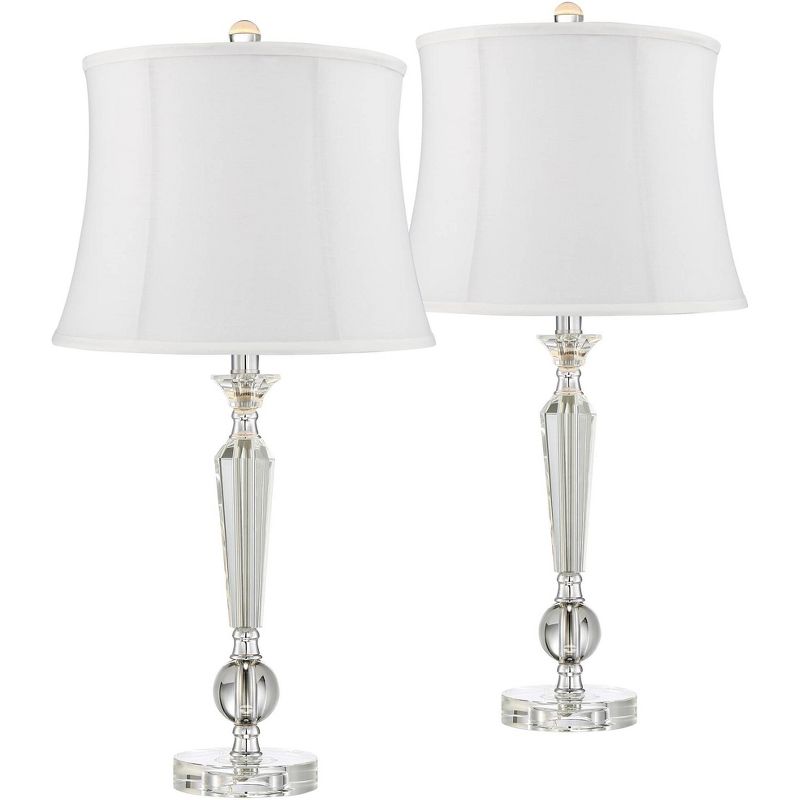 Vienna Full Spectrum Jolie Candlestick Crystal Cream Shade Table Lamps Set of 2