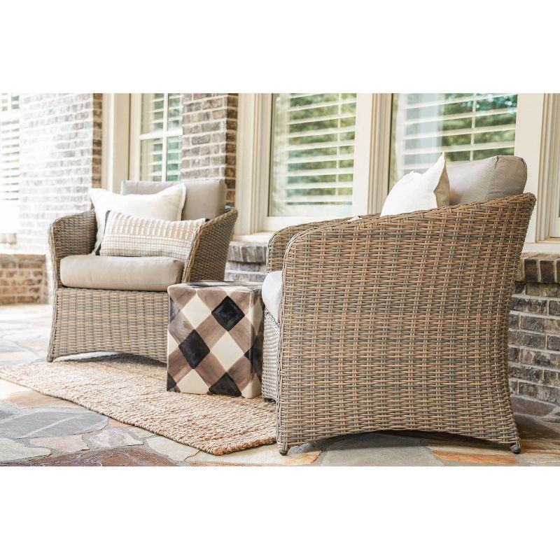 Sandra Ceramic Patio Side Table - Black/White - Leisure Made