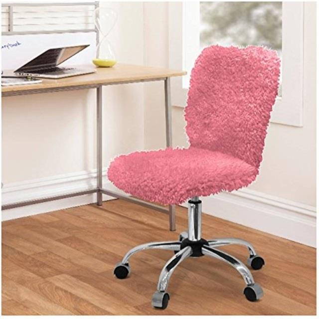 urban shop faux fur task chair, pink