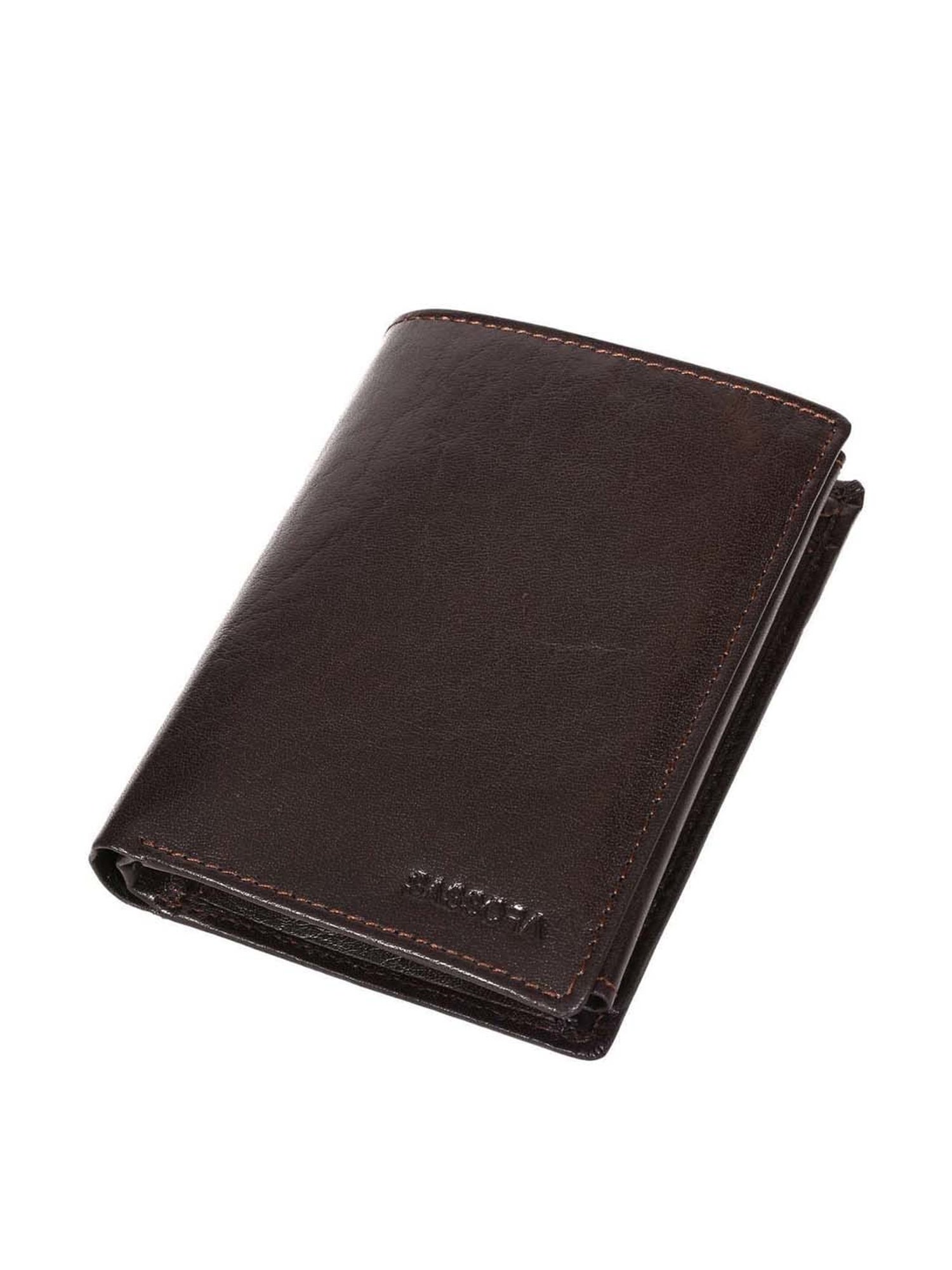SASSORA Brown Casual Leather Rfid Bi-Fold Wallet for Men